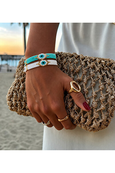 AychaAksesuar Turquoise Sand Bead Evil Eye Beaded Miyuki Bracelet