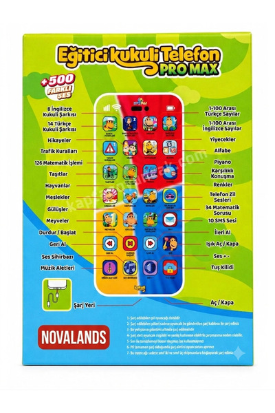 novalands Eğitici Kukuli Pro Max Şarjlı Oyuncak Telefon | 28 Tuş | 500+ Ses |...