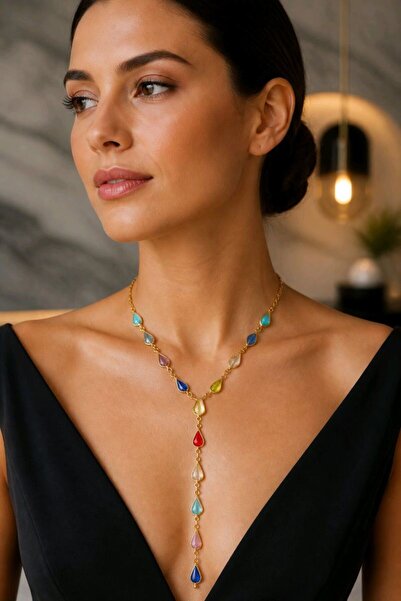 Monalisa Home Luxurious Zircon Stone Figured Flashy Y Necklace