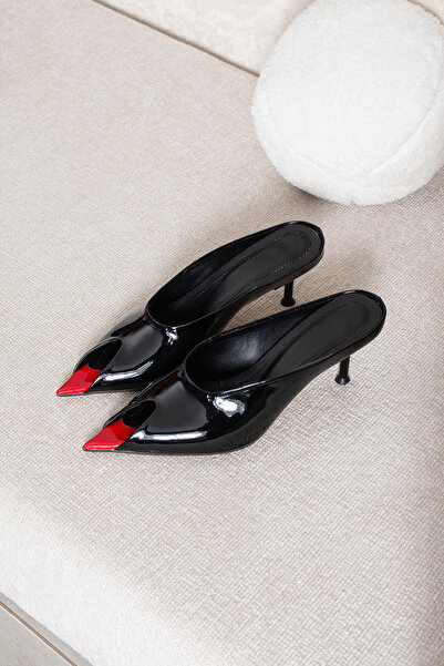 DUXAL SHOES Jamya Women's Patent Leather Pointed Toe Thin Heeled Slippers Mul...