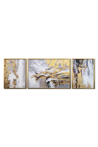 artnova Абстрактна картина със златисти елементи, комплект от 3 части (горна,...