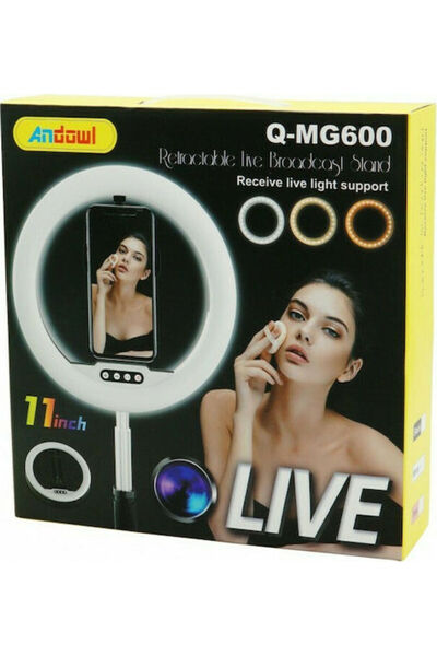 Andowl Φωτιστικό Δαχτυλίδι 28 εκ. 2700 - 6500K με Επιτραπέζια Βάση και Βάση Κ...