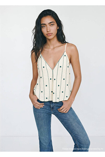 Mango Teen İşleme detaylı askılı bluz