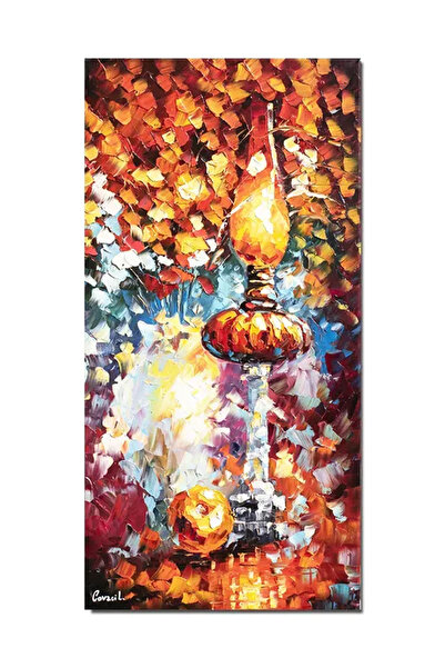 artnova Tablou pictat manual hol, living, dormitor, Natura statica cu lampa, ...
