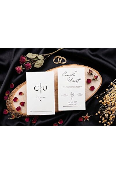 TABLOZADEE DAVETİYE Düğün Davetiyesi / Nişan Davetiyesi / Nikah Davetiyesi / (50 Adet) Baskı Hariç Davetiye TD2150
