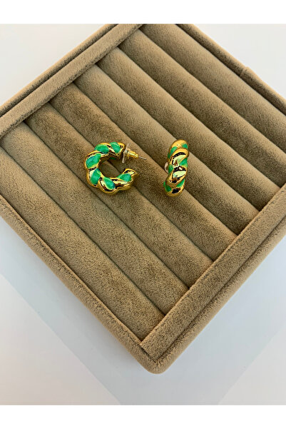 Alışveriş Kasabası Twisted Earring Set Green