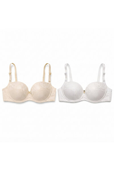 Generic Women's Padded Balconette Bra with Adjustable Straps, 2-Pack | Lace D...