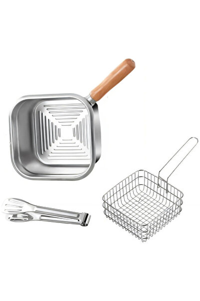 FLYPRO Small Deep Fryer Pot Stainless Steel Frying Pan with Basket and Handle...