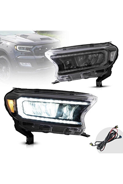 VLAND Σετ Εμπρόσθιων Προβολέων για Ford Ranger 15-20 DRL Δυναμικά Μαύρα Full ...