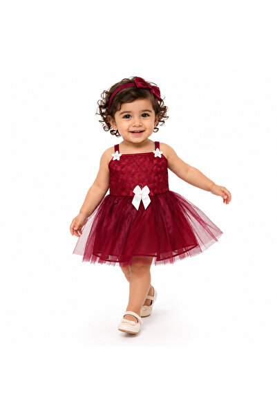 Generic Girls' Party Dress with Layered Tulle and Floral Details and Elegant Bow