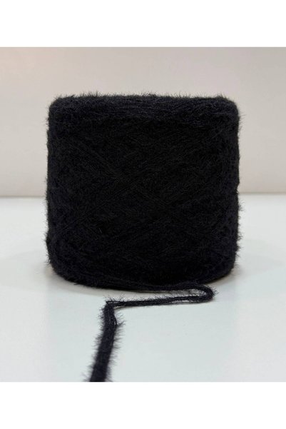 DmrTuhafiye Rabbit Hair Fur Yarn Hand Knitting Yarn 200Gr - Black