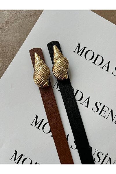 LİA KEMER 2-Pack Merit Sea Snail Buckle Belt Waist Belt Jacket Belt Dress Bel...