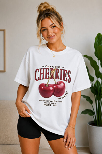 FECCY Premium Cheries Unisex Oversize Γυναικείο T-Shirt Βαμβακερό Oversize T-...