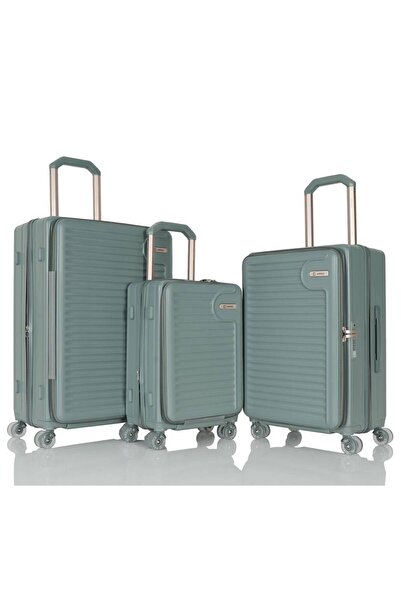 Assoda Polycarbonate 3-Piece Luggage Set – Front Opening with Cup Holder and ...