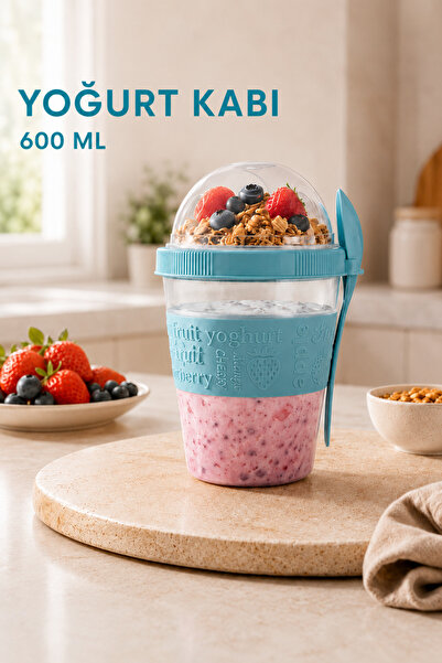 Sariva Home 600 ml Breakfast Yogurt Container Granola Container Muesli Cup Do...