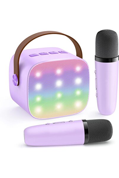 Malvys Set karaoke pentru copii Malvys®, boxa portabila Bluetooth cu lumini L...