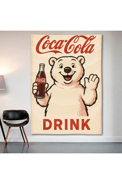 Geek Cultcha Coca Cola Polar Bear Wall Covering Wall Tapestry First Quality S...