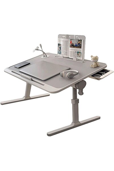 Arabest Adjustable Laptop Desk Bed Table,Leather Desktop,4-Level Tilt,Height ...