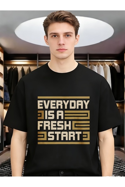 Ekim11 تيشيرتات رجالية مضحكة وفريدة من نوعها من Everyday Fresh Start برقبة دا...