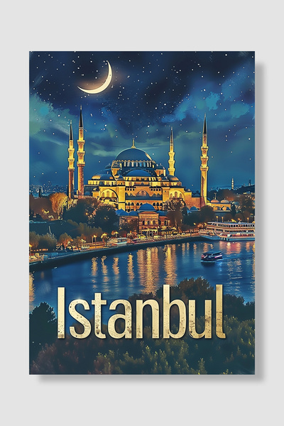 Luna Marissa Poster Istanbul Lună Crescentă Noapte înstelată Moschee Lumini a...