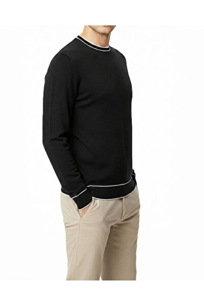 TerziAdemAltun Italian Style Slim Fit Crew Neck Knitwear Sweater Black T14501