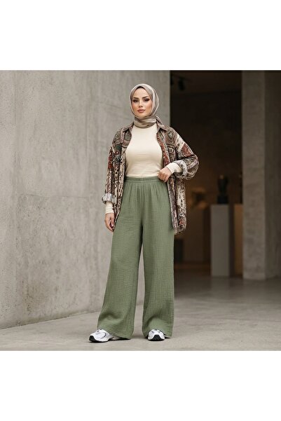 Naknaku Wide Leg Pants-Khaki