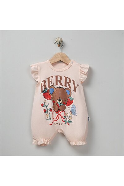mandalinsbaby Baby Girl Jumpsuit with Teddy Bear Patterned Shorts