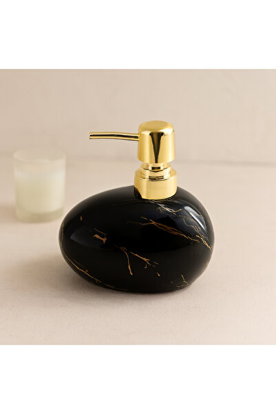 magicool Ceramic Liquid Soap Dispenser Black Marble Gold Lid