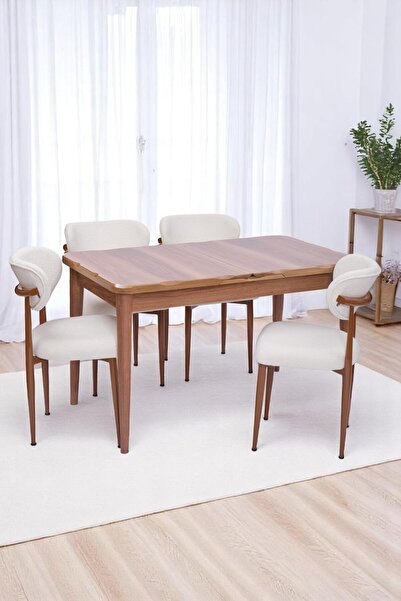 Erz Design Yakamoz Polo MDF Lak Panel Mutfak Masa Sandalye Takımı 80x130
