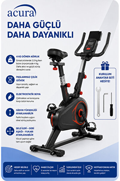 Acura AC-400 Nabız Ölçerli, Ayarlanabilir, Ekstra Konforlu Spin Bike Kondisyon Bisikleti