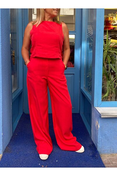 Qualia Butik Kadın Tensel Kumaş Bluz Pantolon Takım