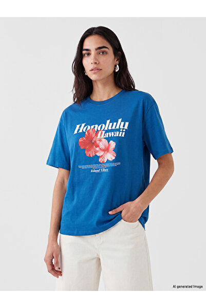 LC Waikiki Γυναικείο T-shirt oversize με στάμπα, 100% βαμβακερό