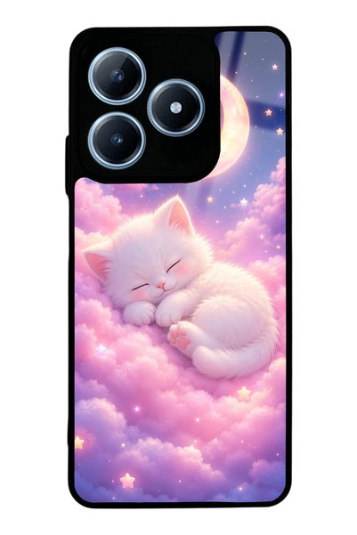 Spoyi حافظة هاتف لامعة بتصميم Realme C63 Moonlit Dream Kitten