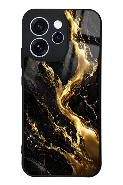 Spoyi Oppo Reno 15 Pro Obsidian Gold Flow Tasarımlı Glossy Telefon Kılıfı