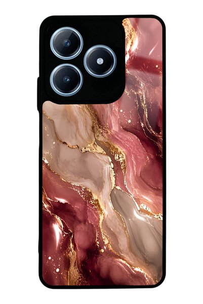 Spoyi غطاء هاتف لامع بتصميم رخامي ذهبي بورجوندي لهاتف Realme C63