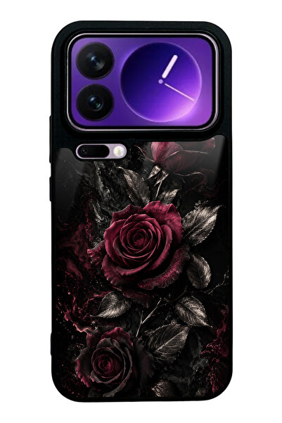 Spoyi Xiaomi 17 Pro Max Obsidian Burgundy Roses Tasarımlı Glossy Telefon Kılıfı