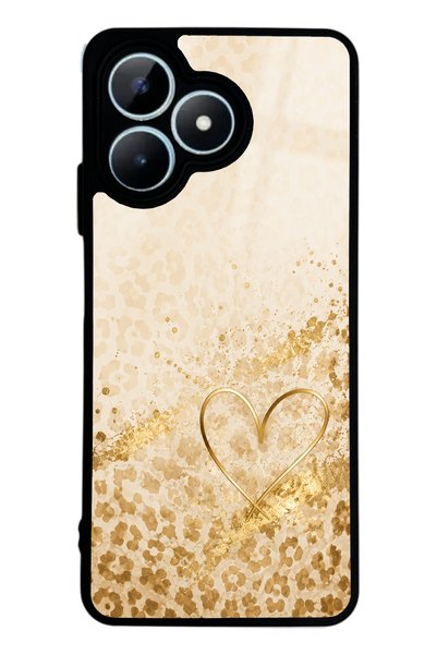 Spoyi Realme Note 50 Golden Heart Glow Design Glossy Phone Case