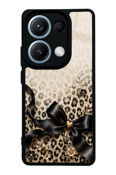Spoyi Xiaomi Redmi Note 14S Golden Leopard Bow Design Glossy Phone Case