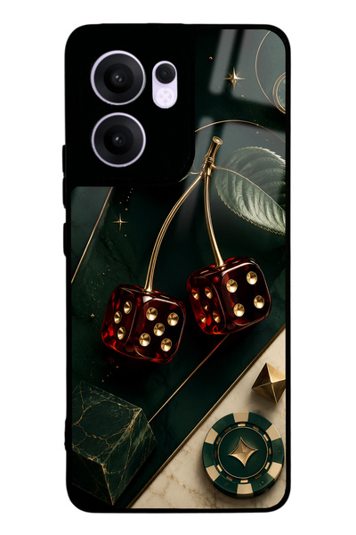 Spoyi Oppo Reno 13F Emerald Casino Cherry Tasarımlı Glossy Telefon Kılıfı