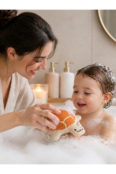Vichy Kaplumbağa Figürlü Banyo Lif Süngeri – Köpük Artırıcı Vücut Temizleme L...