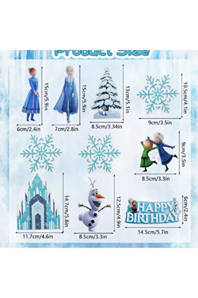 Baloane Vesele Set Complet Topper Tort Elsa si Anna cu 10 Piese Festive pentru Aniversare TOP183