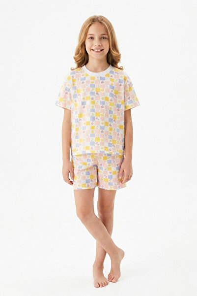 MODANINO Girl's 100% Cotton Printed Pajama Set with Shorts, Ages 3-13 12722Is