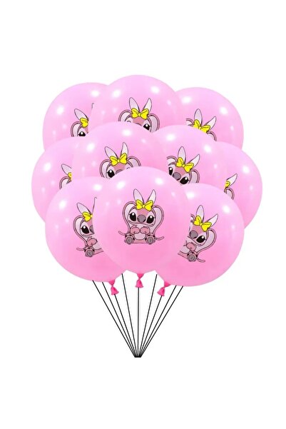Baloane Vesele Set 10 Baloane Latex Angel Roz Tematica Stitch BLS222