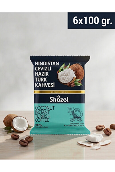 Shazel Instant Turkish Coffee with Coconut (100 Gr X 6 Pieces)