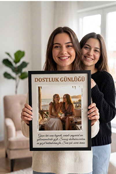 ÇELİKLER HEDİYE Kişiye Özel Dostluk Günlüğü Fotoğraf Çerçevesi İsim Baskılı E...