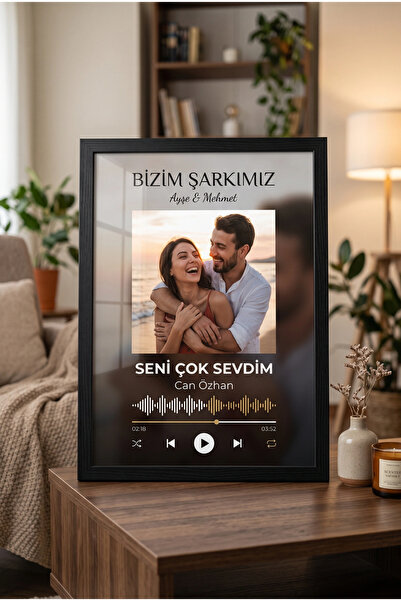 ÇELİKLER HEDİYE Kişiye Özel Spotify Kodlu Fotoğraflı Çerçeve Bizim Şarkımız S...