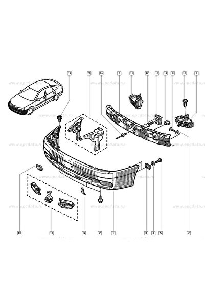 RapidAuto Agrafa OE Renault Laguna , 7703077364 clema fixare Bara fata