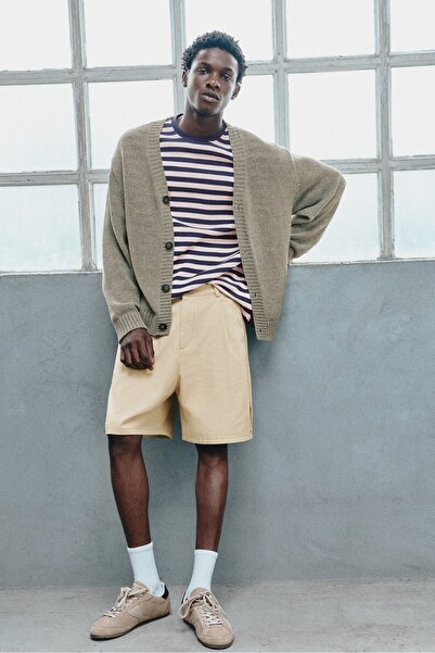 Pull & Bear Pileli bermuda şort