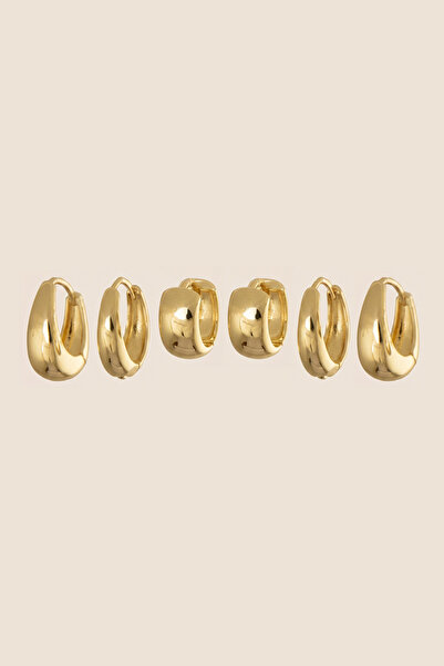 Hetra Gold Color Steel Curved Minimal 6-Piece Hoop Earring Set