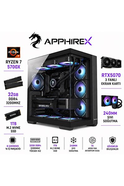 Apphirex Penta X57 Ryzen 7 5700X | 32GB Ram | 1tb M.2 SSD | RTX5070 12GB 3X |...